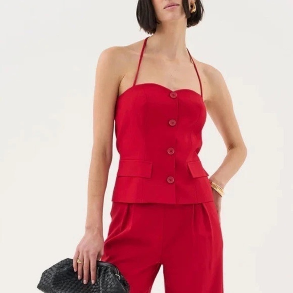 NEW Extro & Vert Women's‎ Small Red Halter Waistcoat Top